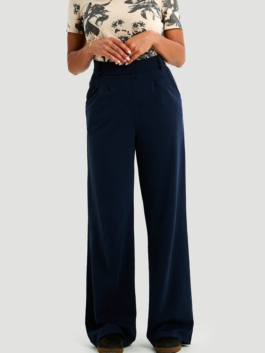 Pantalon à Jambes Larges Prestige Ponte Finesse - Bleu Marine