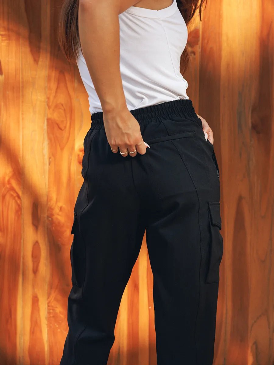 Pantalon cargo jogger ultra taille haute - Noir