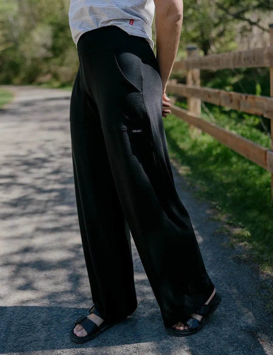 Pantalon long à jambes larges fluide softTouch - Noir