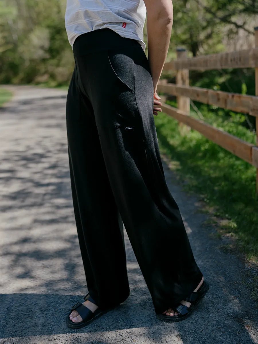 Pantalon long à jambes larges fluide softTouch - Noir