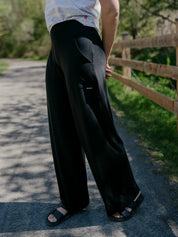 Pantalon long à jambes larges fluide softTouch - Noir