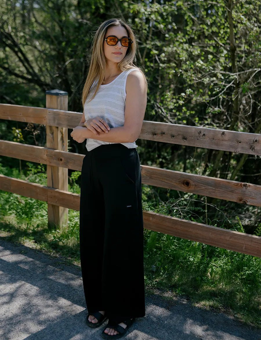 Pantalon long à jambes larges fluide softTouch - Noir