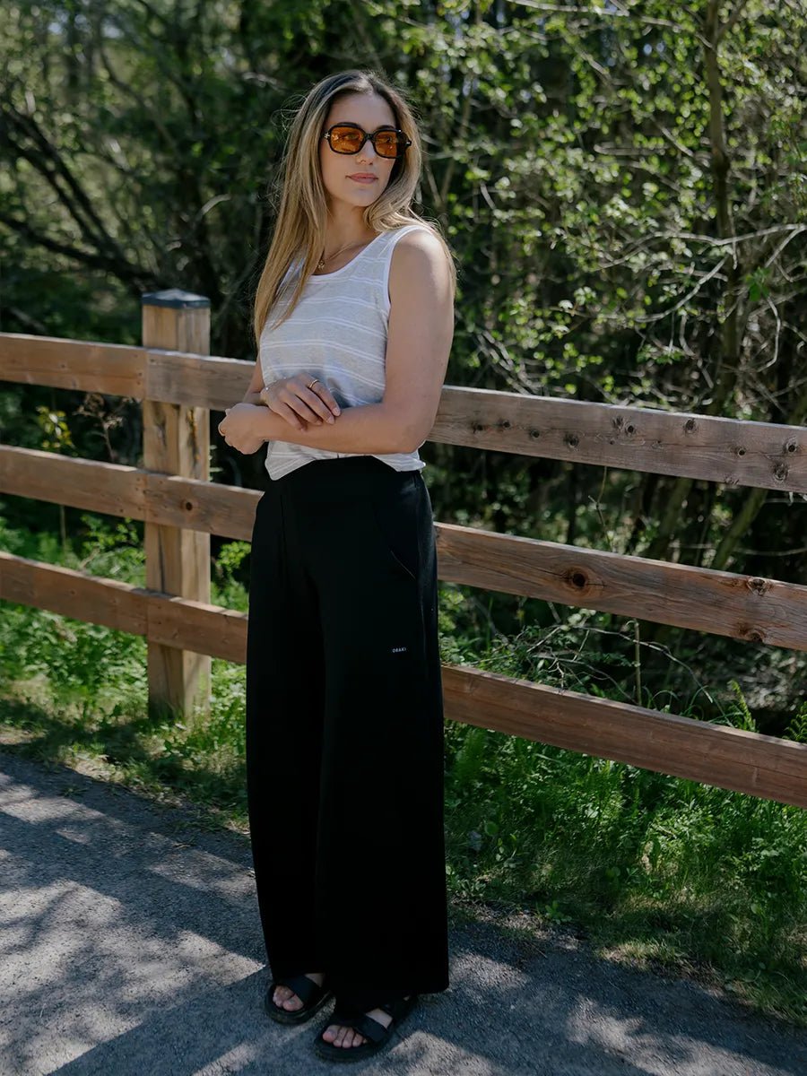 Pantalon long à jambes larges fluide softTouch - Noir