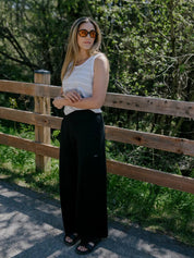 Pantalon long à jambes larges fluide softTouch - Noir