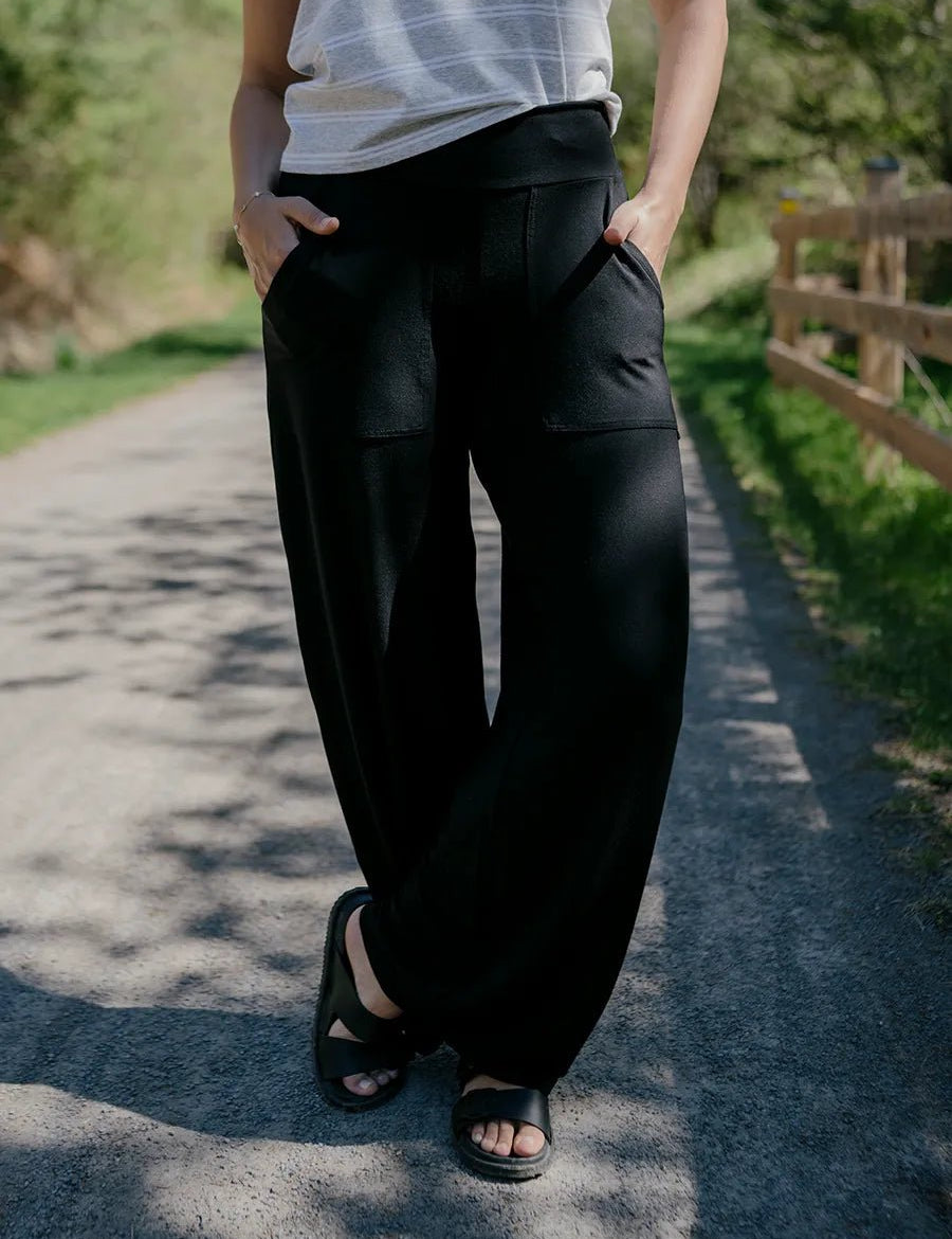 Pantalon long à jambes larges fluide softTouch - Noir