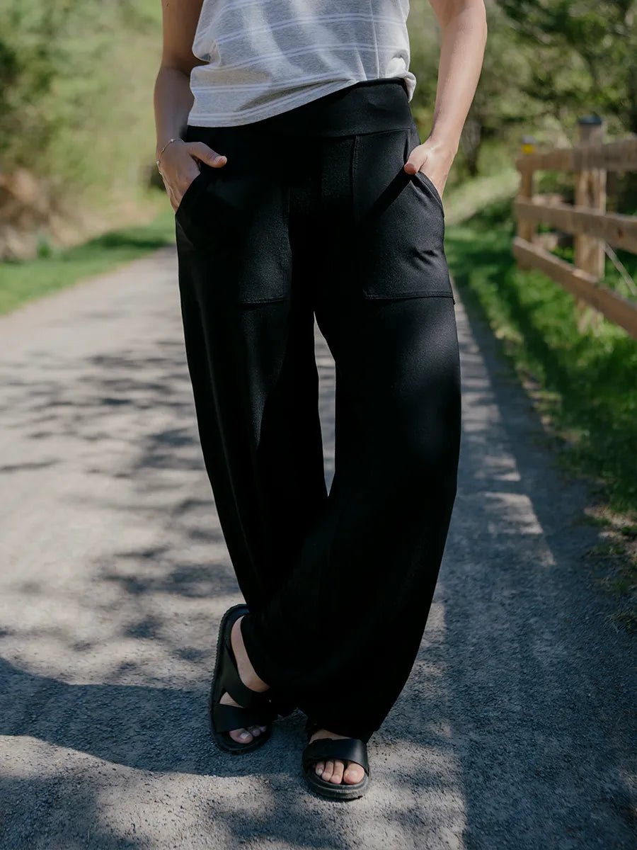 Pantalon long à jambes larges fluide softTouch - Noir