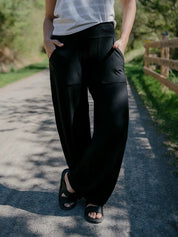 Pantalon long à jambes larges fluide softTouch - Noir