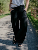 SoftTouch Wide-Leg Flowy Long Pants - Black