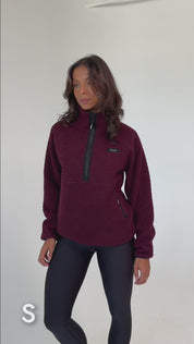 Sherpa Comfort High-Neck Half-Zip Sweater - Warm Bordeaux