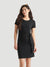 SoftTouch Fitted Dress with Waist Knot, Short Sleeves and Round Neck  - Black
