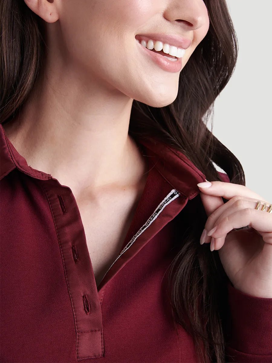 Robe col polo avec boutons French Terry Lite - Bordeaux feutré