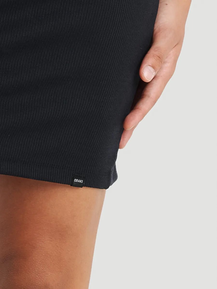 Robe courte col V à manches courtes côtelée - Gris charbon