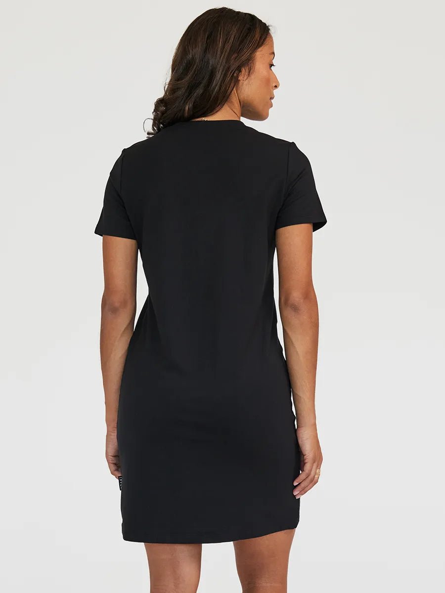 Robe manches courtes à col rond French terry Souplesse - Noir