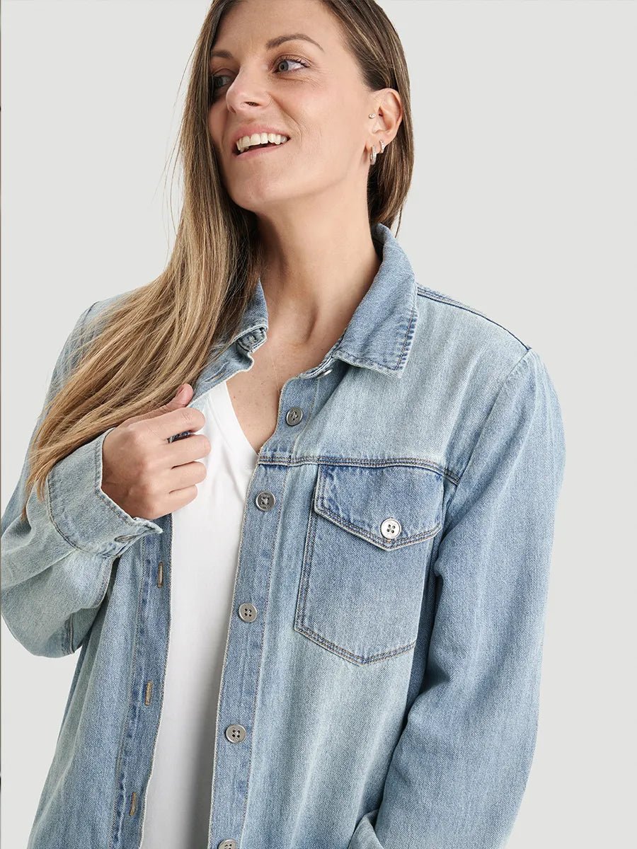 Surchemise ample avec empiècement en denim - Denim indigo