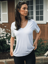 Ecovero™ Deep V-Neck Loose T-shirt - White