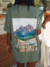 T-shirt ample imprimé Jersey fluide - Lagoon