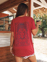 T-shirt ample imprimé Jersey fluide - Sangria
