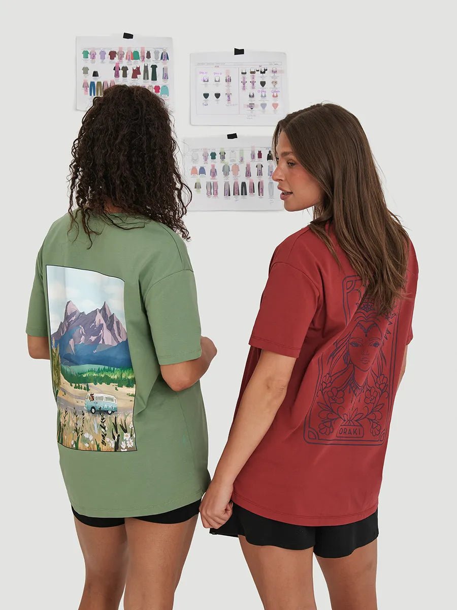 T-shirt ample imprimé Jersey fluide - Sangria