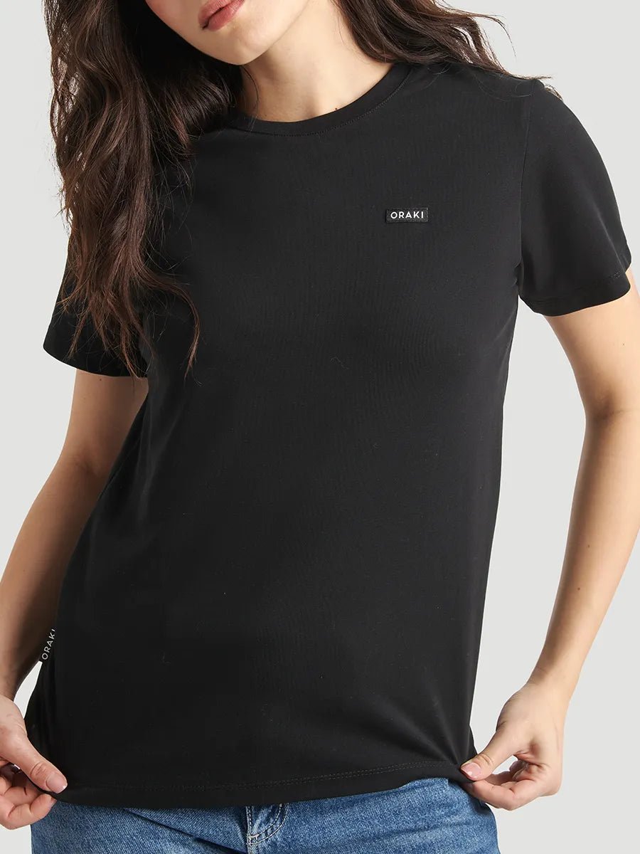T-Shirt basic col rond Jersey Fluide - Noir