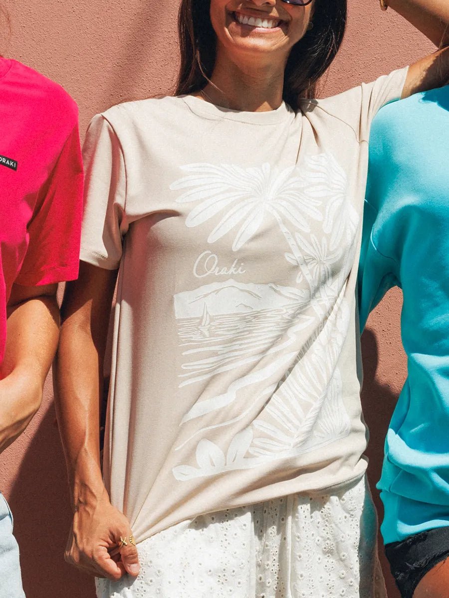 T-shirt Basic imprimé Jersey stretch - Sable désert