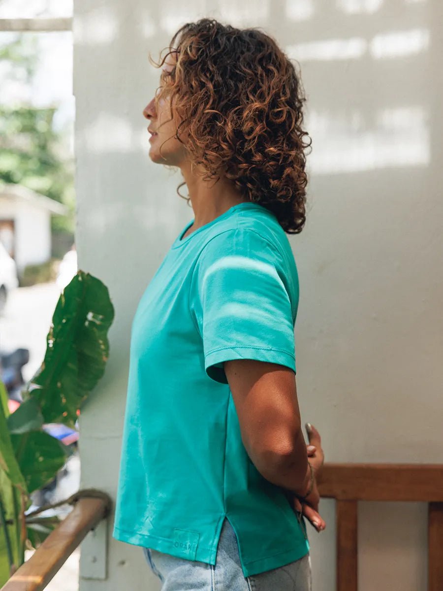 T-Shirt col rond avec fentes Jersey fluide - Caraïbes