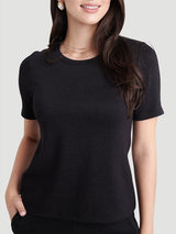 T-shirt col rond Ponte métallique - Noir métallique