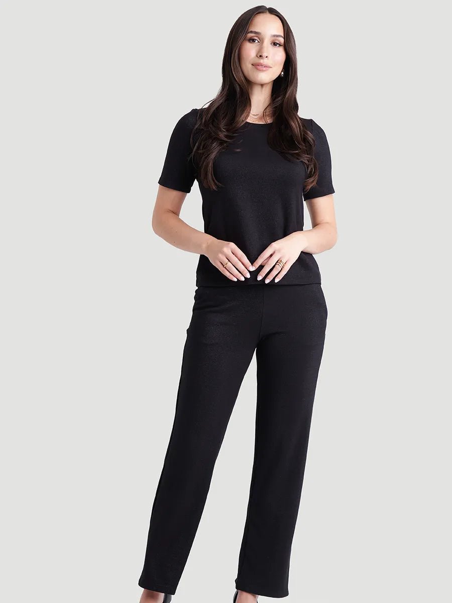 T-shirt col rond Ponte métallique - Noir métallique