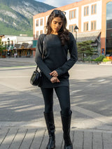 Geo-Jacquard Long-Sleeved Tunic - Heather Charcoal