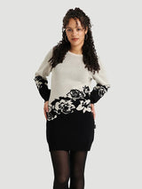Long-Sleeved Knit Tunic - Black Cream