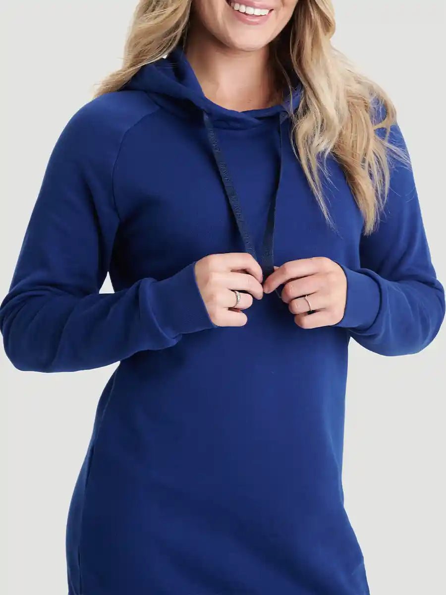 Tunique french terry à capuchon - Bleu méditérranéen