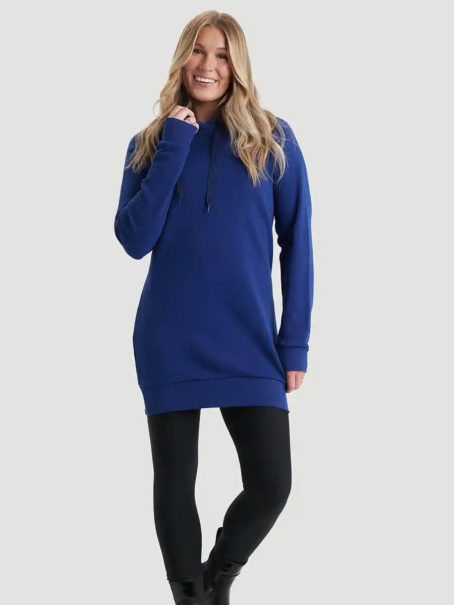 Tunique french terry à capuchon - Bleu méditérranéen