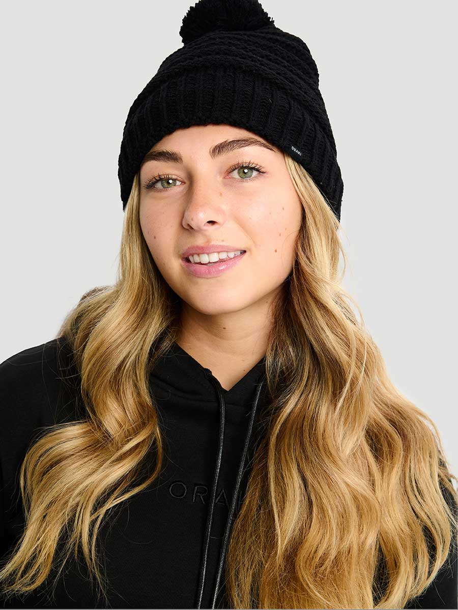 Tuque Chaude à Pompom - Noir