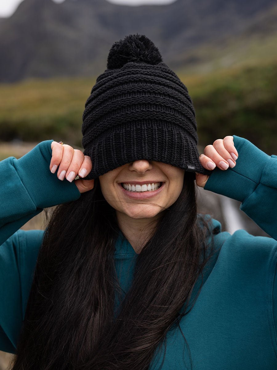 Tuque Chaude à Pompom - Noir