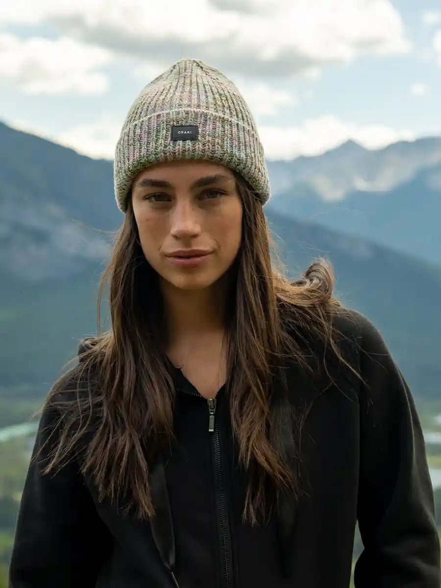 Tuque chiné en tricot côtelé - Pixel