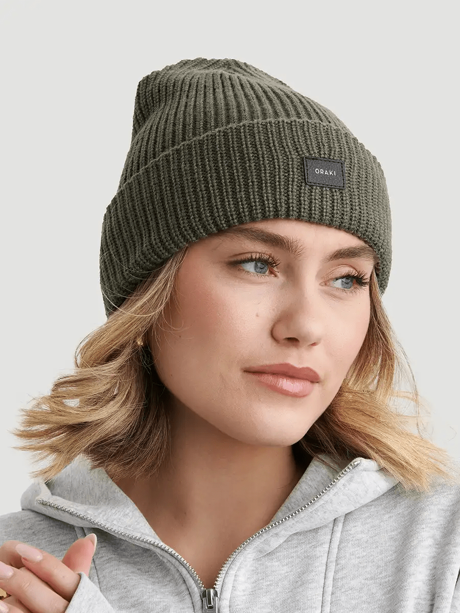 Tuque en tricot côtelé - Olive Terre