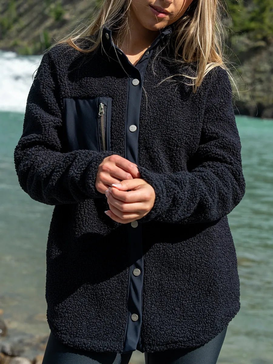 Women's Curly Sherpa Jacket - Black | ORAKI Women's Curly Sherpa Jacket - Black | ORAKI