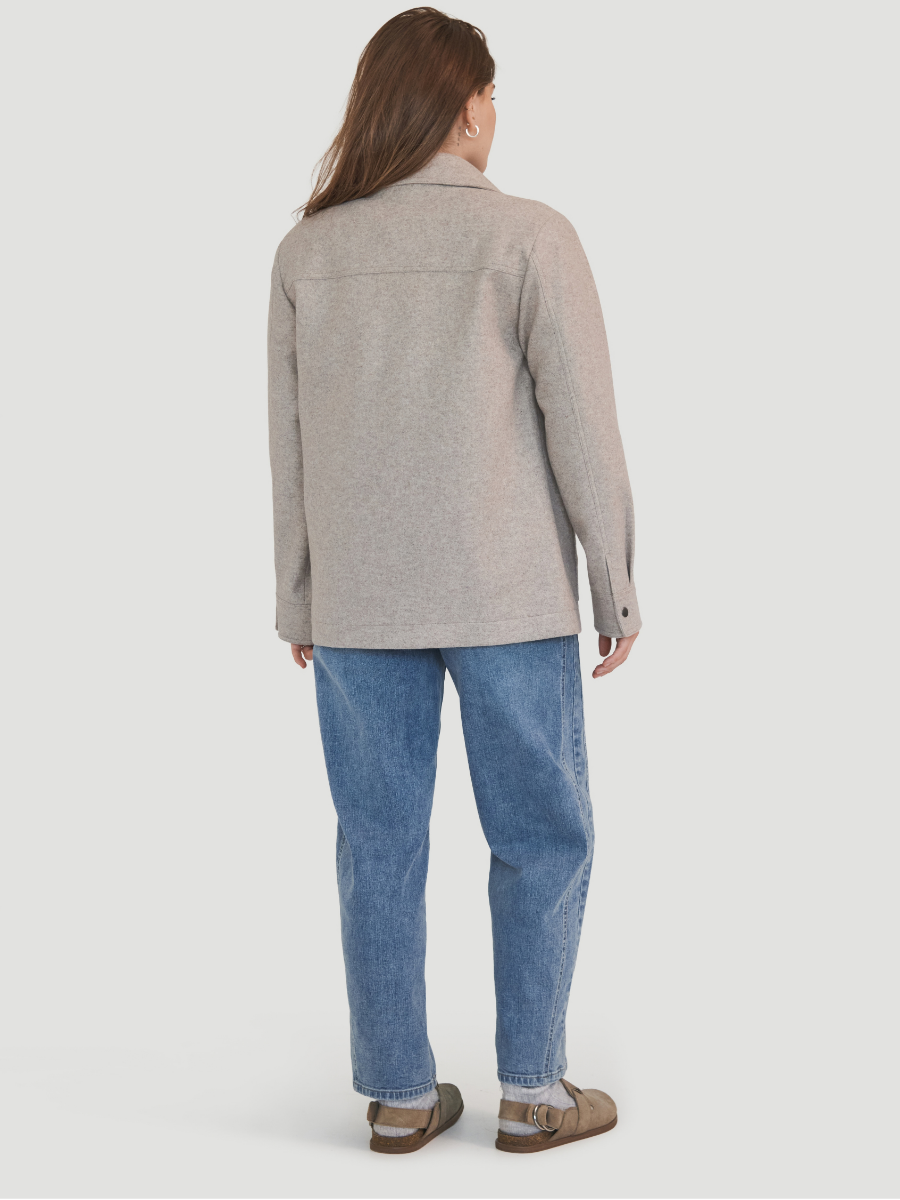 Veste longue utilitaire doublée multi-poches - Blé chiné