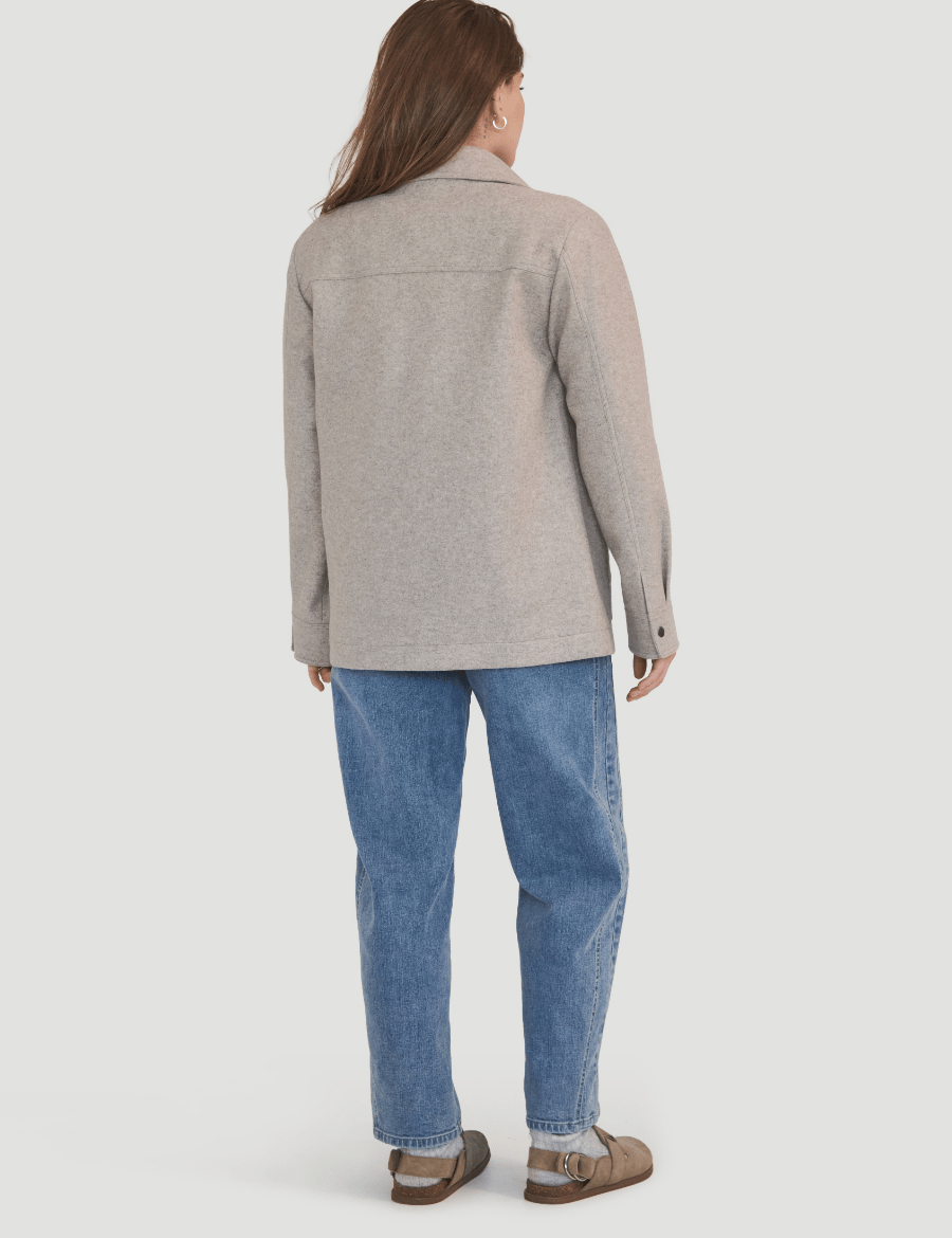 Veste longue utilitaire doublée multi-poches - Blé chiné