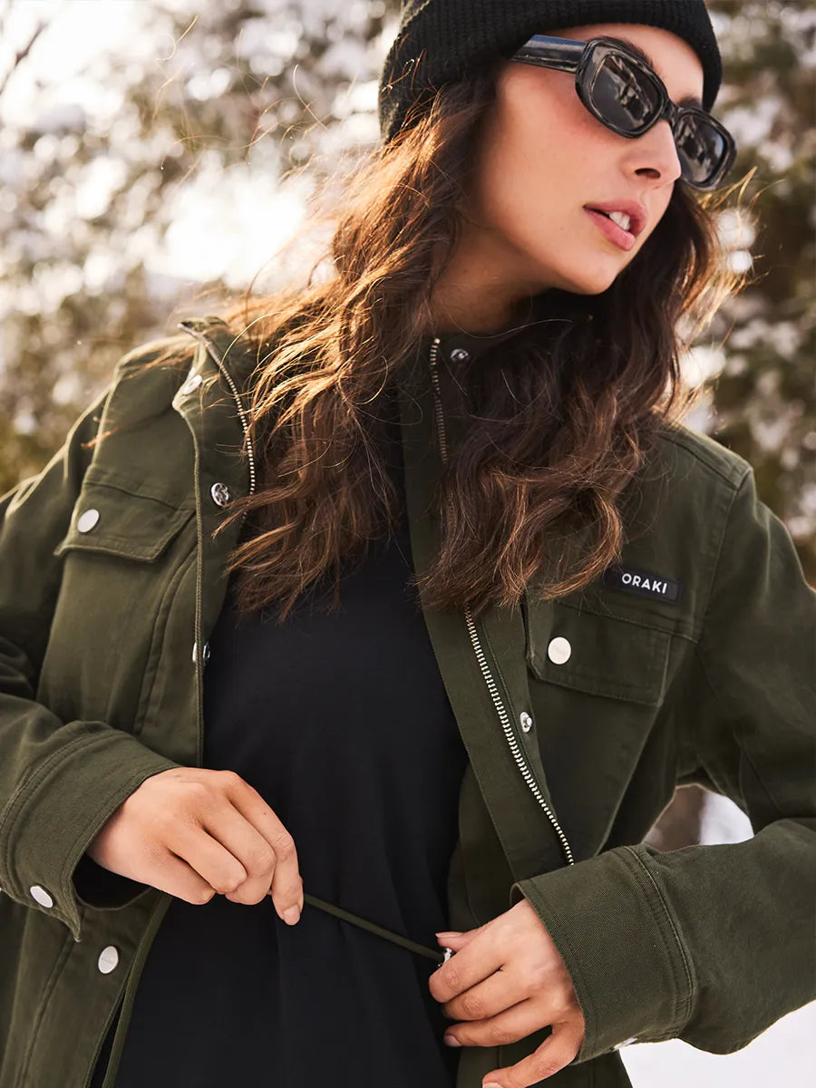 Veste style militaire en Twill Extensible - Olive Militaire