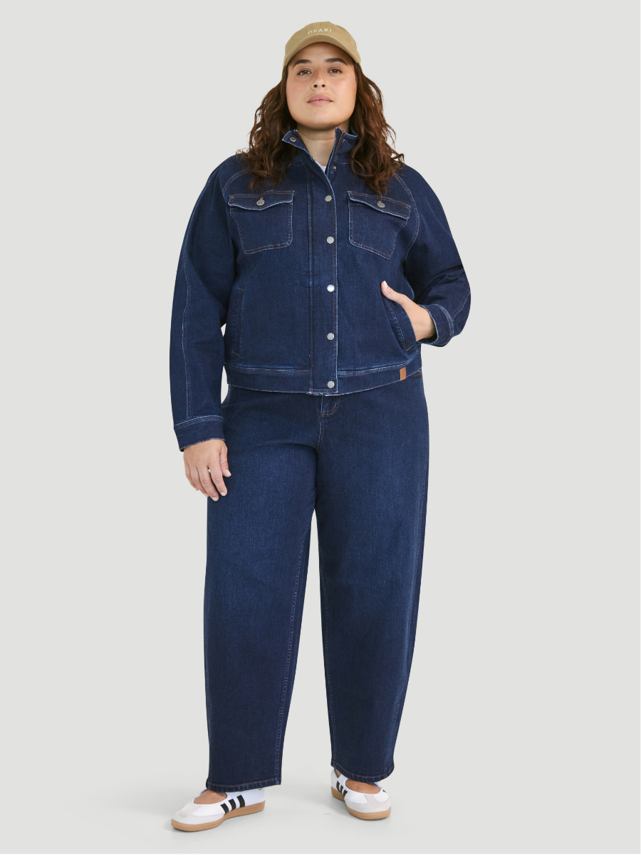 Veste zippée à col montant et poches multiples Denim - Yukon