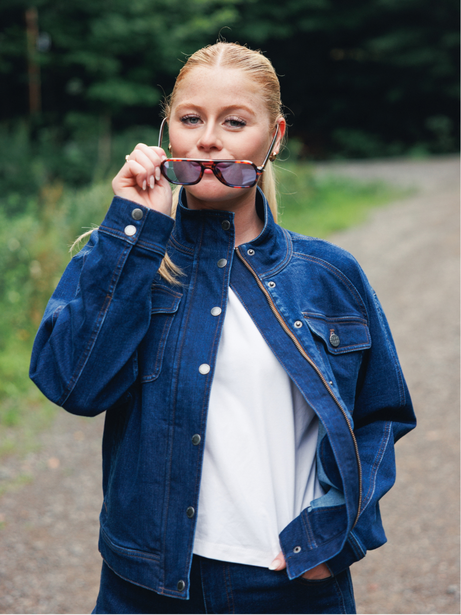 Veste zippée à col montant et poches multiples Denim - Yukon