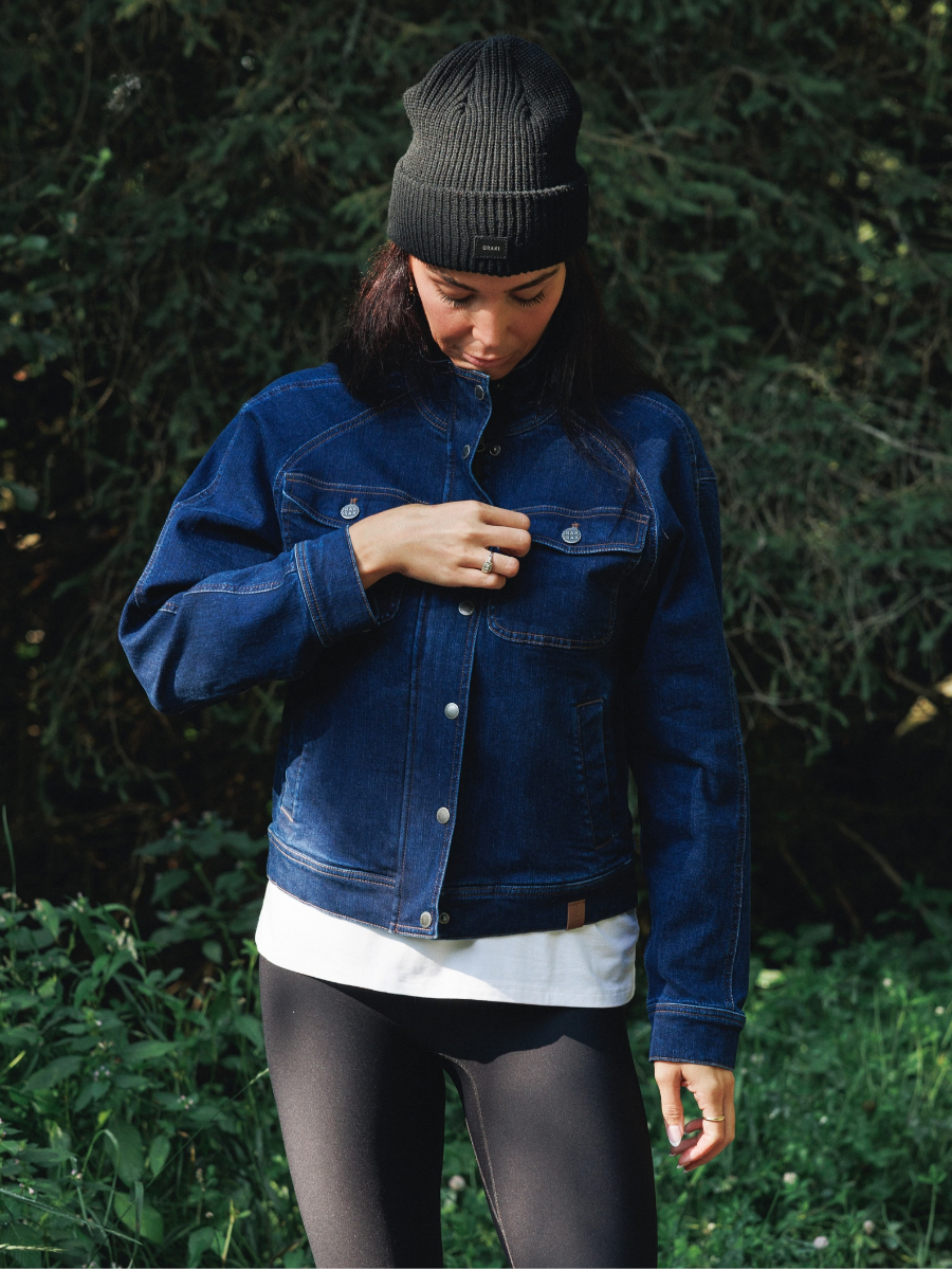 Veste zippée à col montant et poches multiples Denim - Yukon