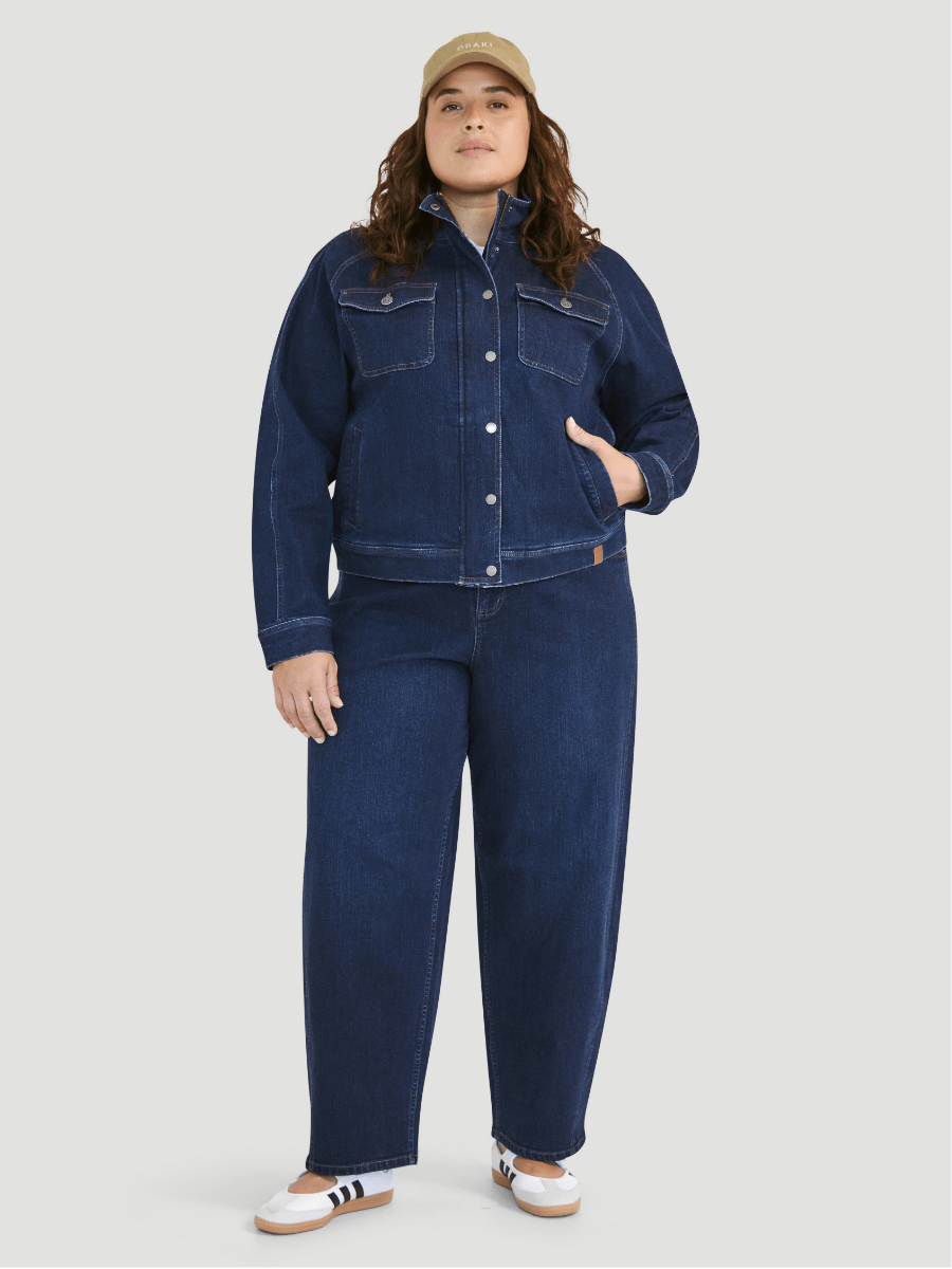 Veste zippée à col montant et poches multiples Denim - Yukon
