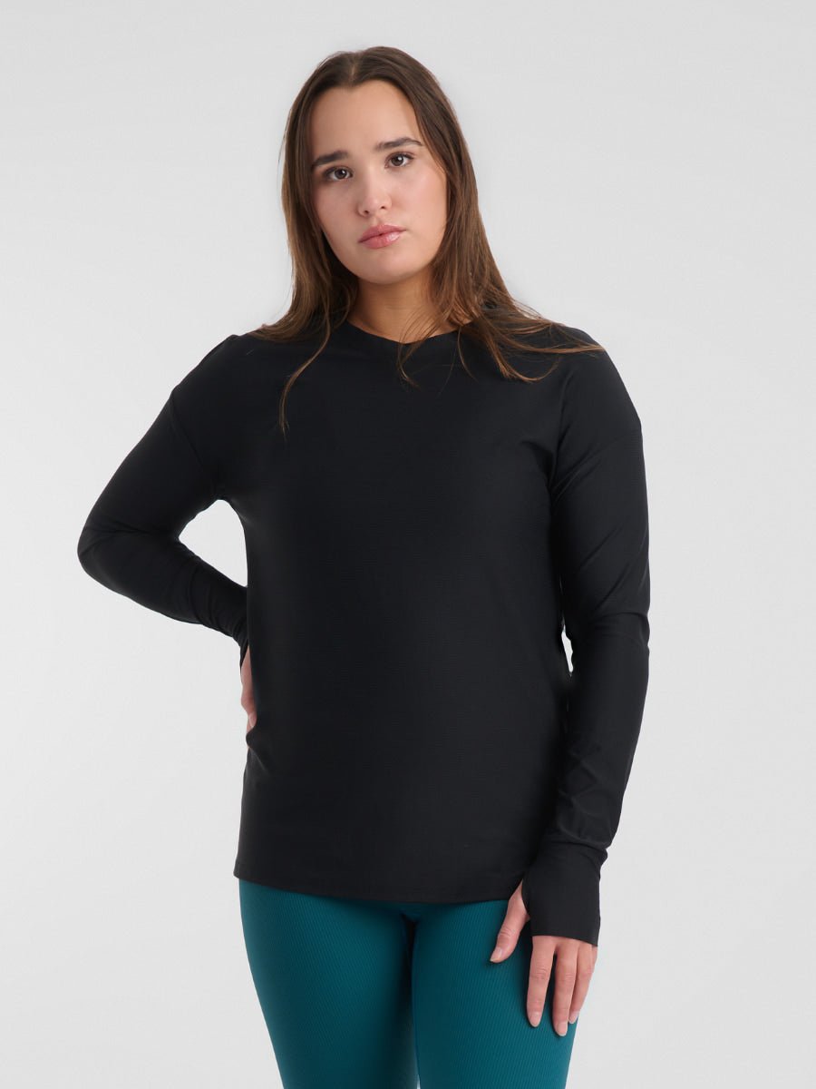 Long-Sleeve Crewneck Jacquard Shirt - Black – Oraki