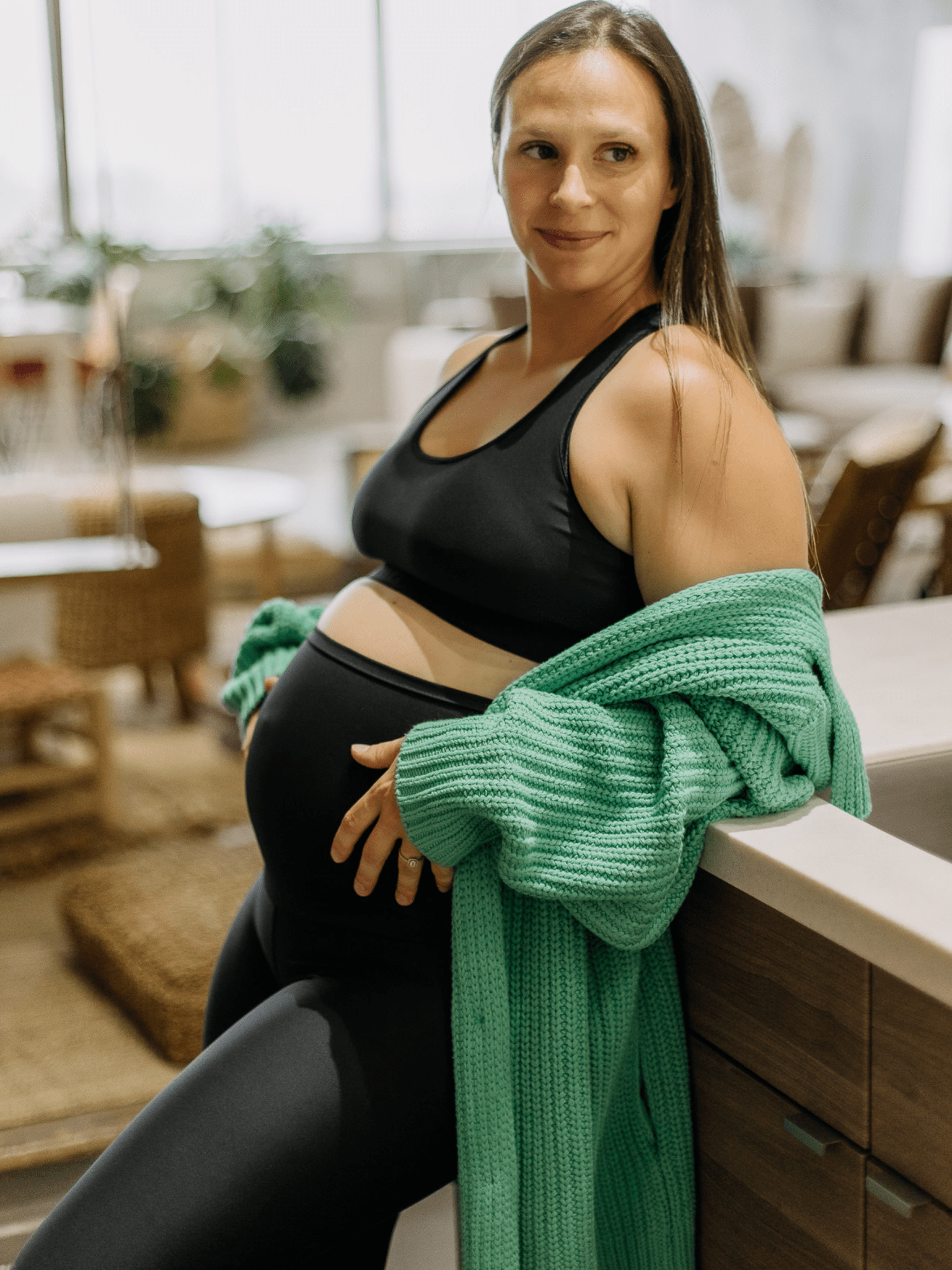 Emama Maternity Leggings - Olive - Full Length, emamaco