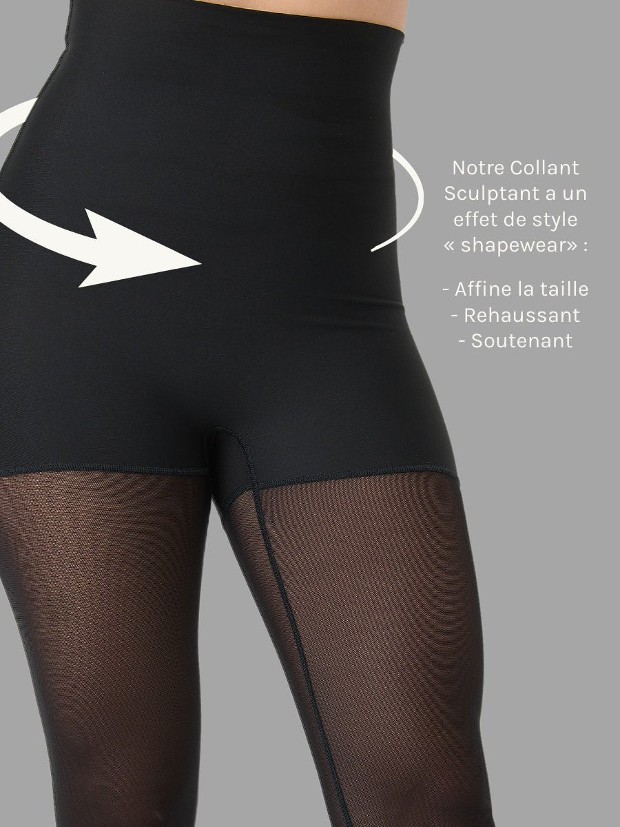Legging Collant Scupltant Ultra Taille Haute Ecomove - Noir