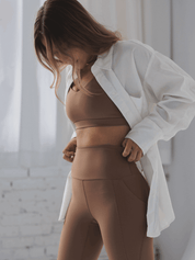 Legging Ultra Taille Haute avec Poches Ecomove - Latté