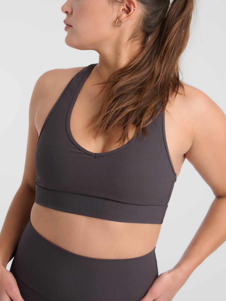 VAI21 2 pack medium support sports bras in grey and green