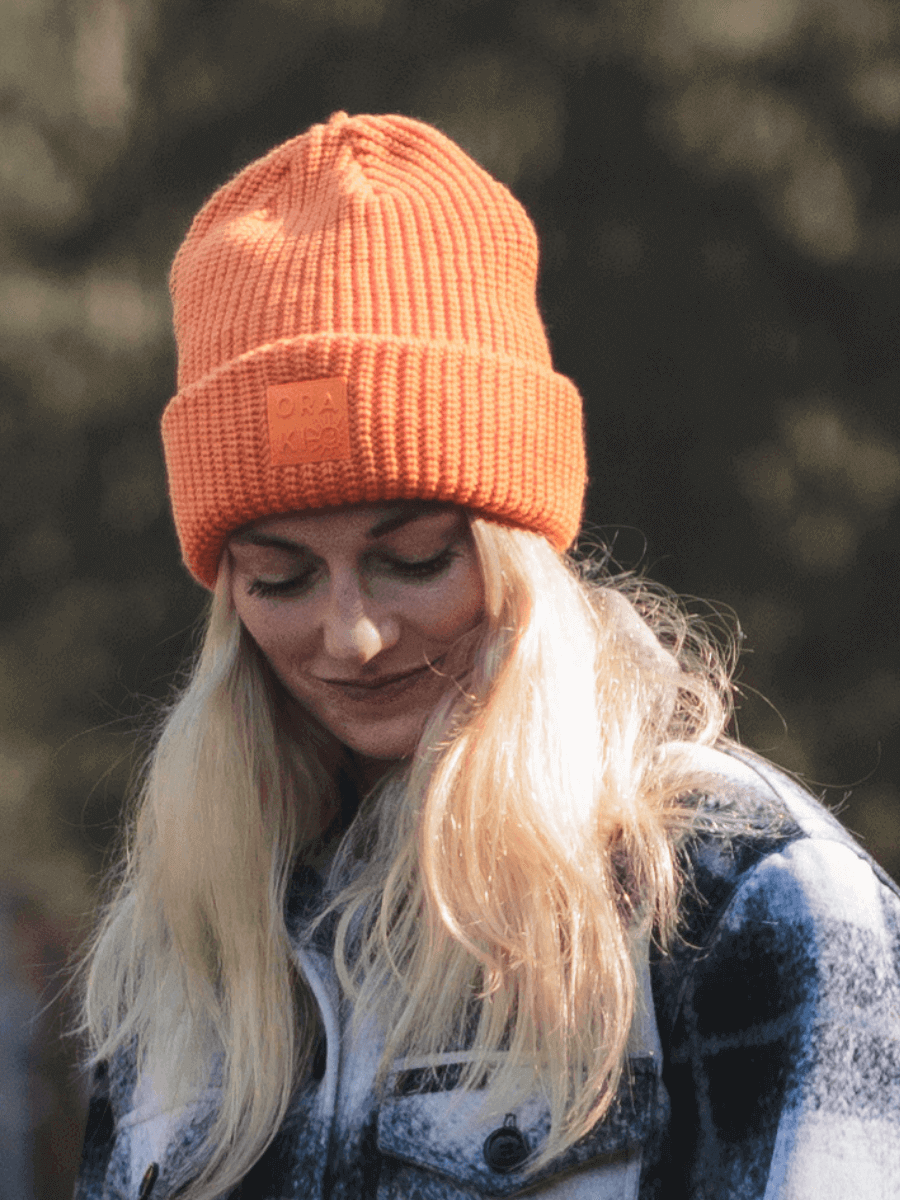 Tuque en tricot côtelé - Orange Crush
